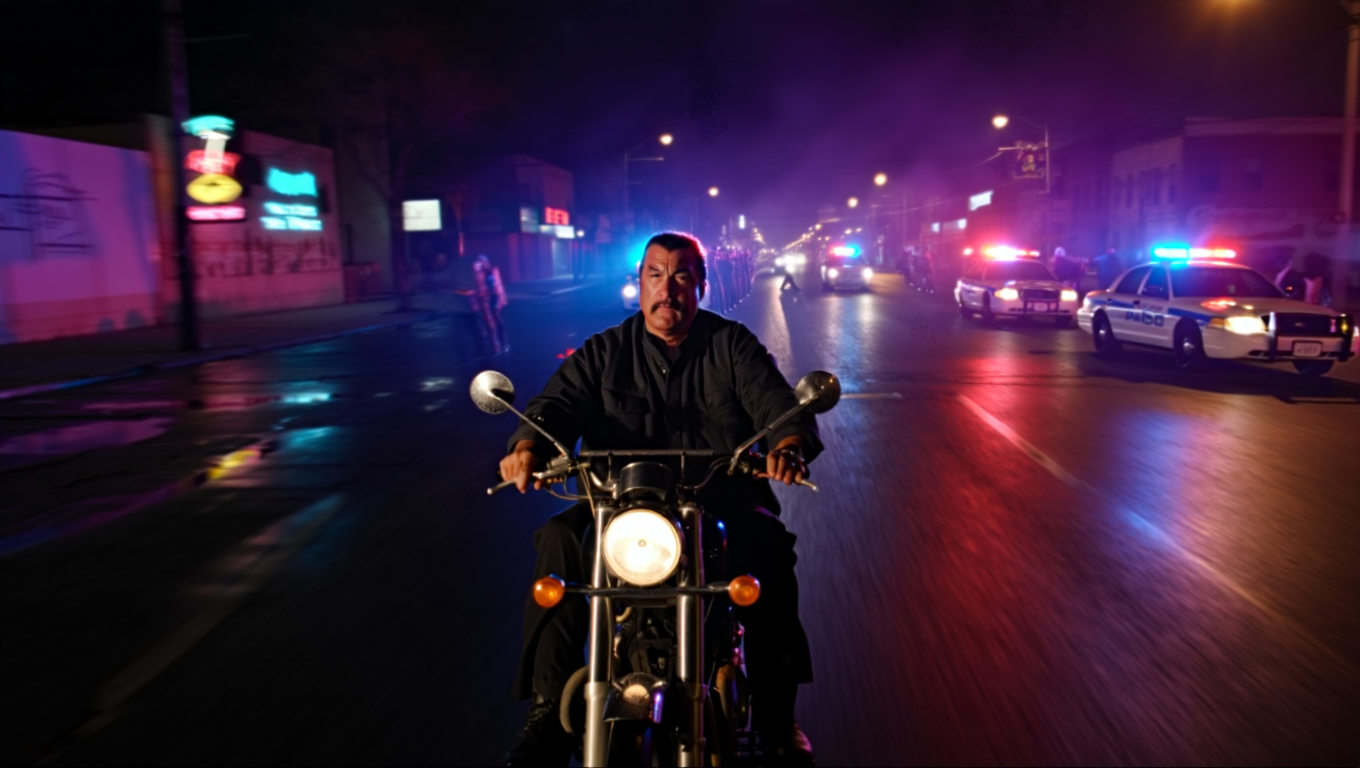 Un motociclista anciano es atacado por la policía: la justicia de Steven Seagal golpea con fuerza
