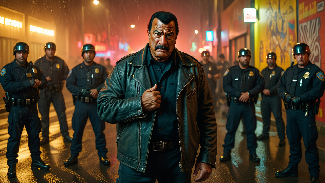 Un motociclista anciano es atacado por la policía la justicia de Steven Seagal golpea con fuerza