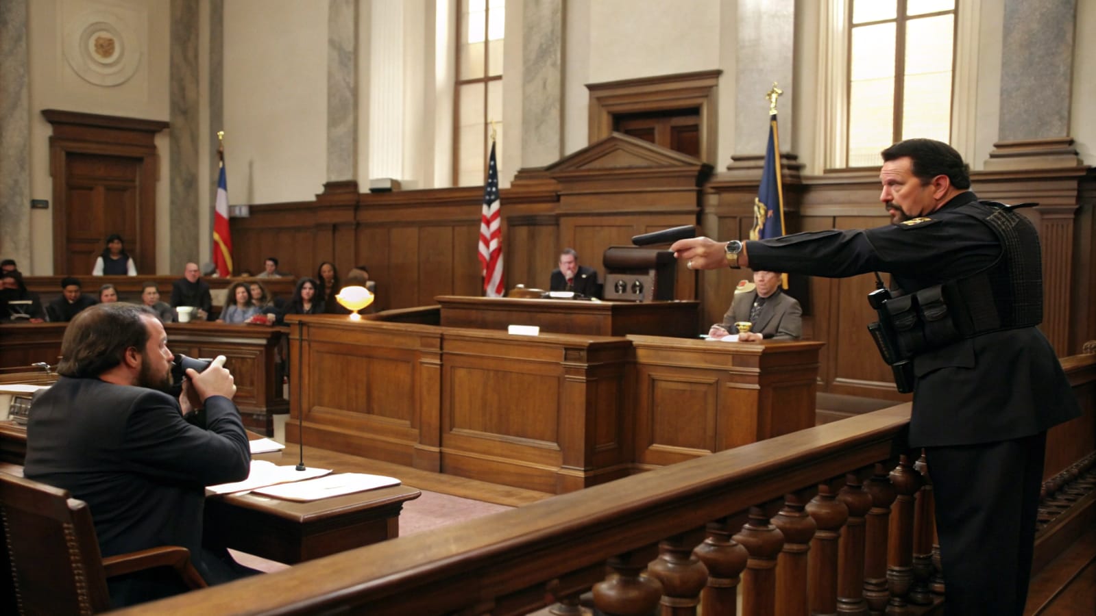 Policía Apunta a Steven Seagal en la Corte, sin Saber que su Hijo del FBI Estaba Mirando