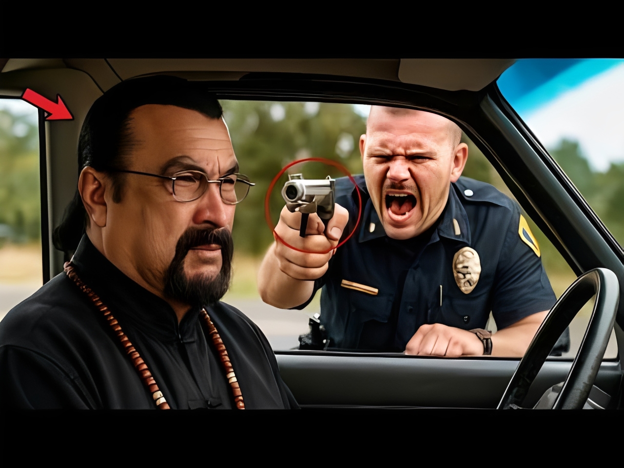 Policía se burla de la identificación federal de Steven Seagal—2 minutos después, lo rodean agentes